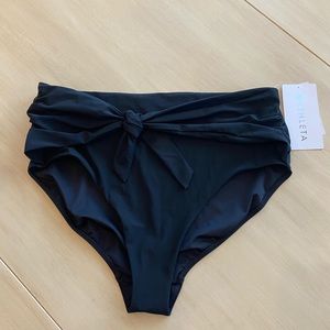 NWT Athleta Black Shirred Tie High Rise Bottoms